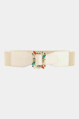 Multicolored Leaf Buckle Elastic Belt