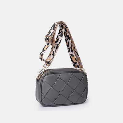 PU Leather Woven Crossbody Bag