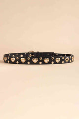 Heart Shape Alloy Detail PU Leather Belt