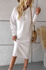 Buttoned Drop Shoulder Dress