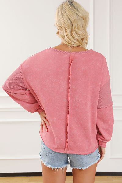 Mineral Wash Patchwork Exposed Seam Sweatshirt