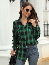 Plaid Button Up Pocketed Shirt