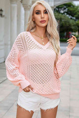 Openwork V-Neck Sweater