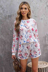 Floral Long Sleeve Top and Shorts Lounge Set