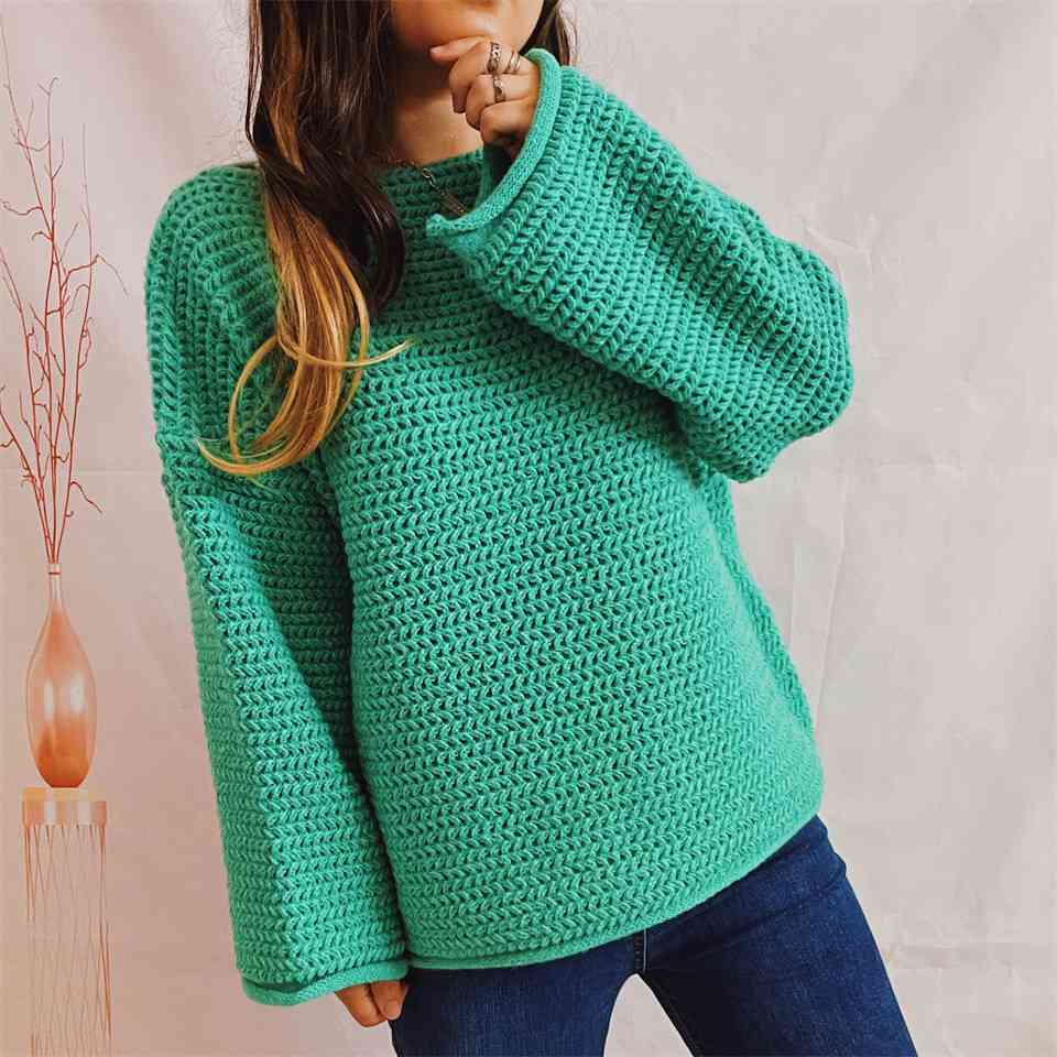 Openwork Boat Neck Long Sleeve Sweater