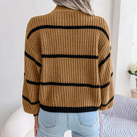 Striped Rib-Knit Sweater