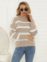 Striped Round Neck Long Sleeve Sweater