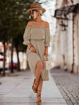 Frilled Off-Shoulder Flounce Sleeve Dress