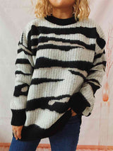 Color Block Round Neck Sweater