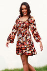 Floral Smocked Balloon Sleeve Tiered Dress