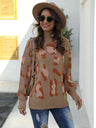 Leopard Mock Neck Dropped Shoulder Sweater