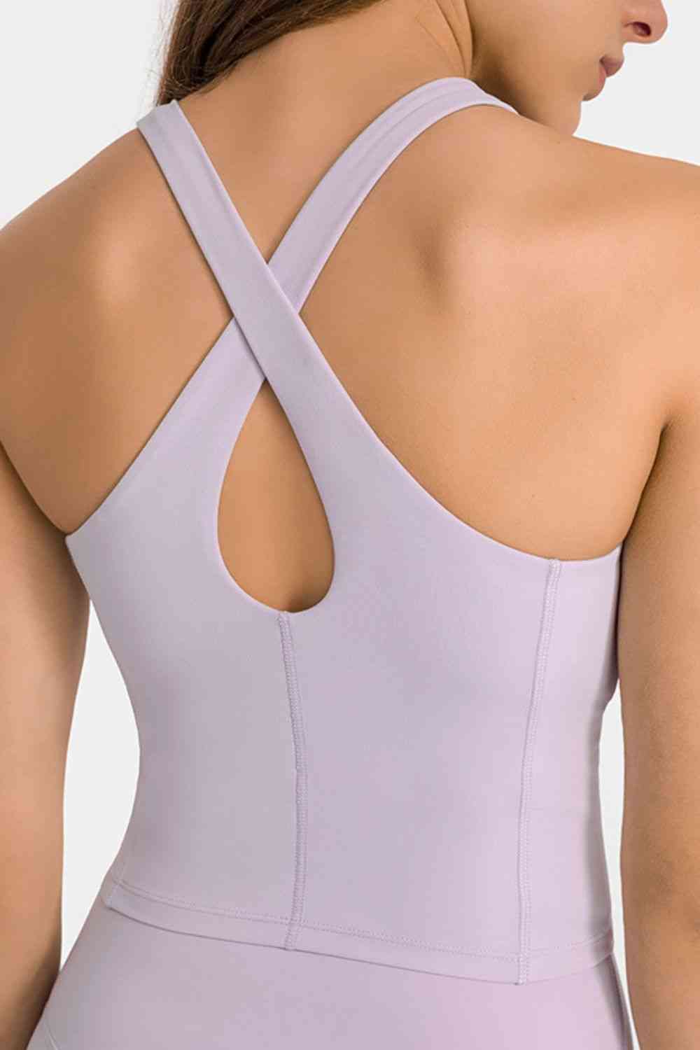 Crisscross Back Round Neck Yoga Tank