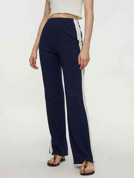 Contrast Slit Long Pants