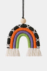 Fringe Macrame Rainbow Shape Wood Bead Cotton Keychain