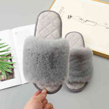 Faux Fur Open Toe Slippers