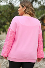 Plus Size Lip Sequin Dropped Shoulder Sweatshirt