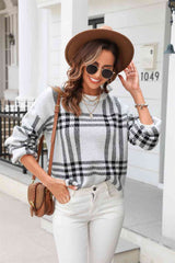 Printed Round Neck Dropped Shoulder Sweater