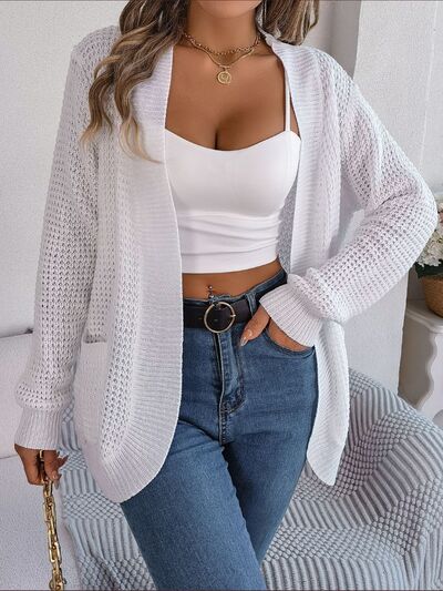 Open Front Long Sleeve Cardigan with Pockets