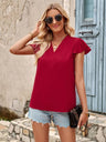 V-Neck Flutter Sleeve Blouse