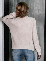 Openwork Mock Neck Long Sleeve Sweater