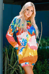 Multicolored Tie-Dye Long Sleeve Dress