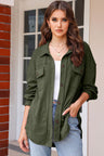 Button Up Pocketed Dropped Shoulder Jacket