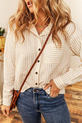 Striped Button-Up Shirt with Breast Pocket