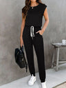 Drawstring Round Neck Sleeveless Jumpsuit