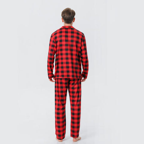 Men Plaid Collared Neck Shirt and Pants Set