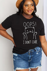 Simply Love Full Size OOPS I DON’T CARE Graphic Cotton Tee