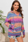 Multicolor Dropped Shoulder Hooded Sweater