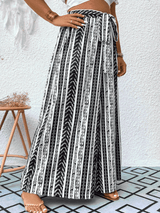 Plus Size Striped Tied Wide Leg Pants