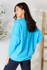 Zenana Round Neck Long Sleeve Sweater with Pocket