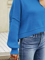 Round Neck Dropped Shoulder Sweater