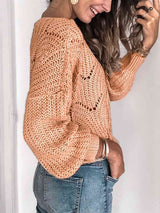 Openwork Round Neck Sweater