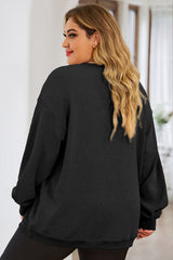 Plus Size Lip Ribbed Round Neck Sweatshirt