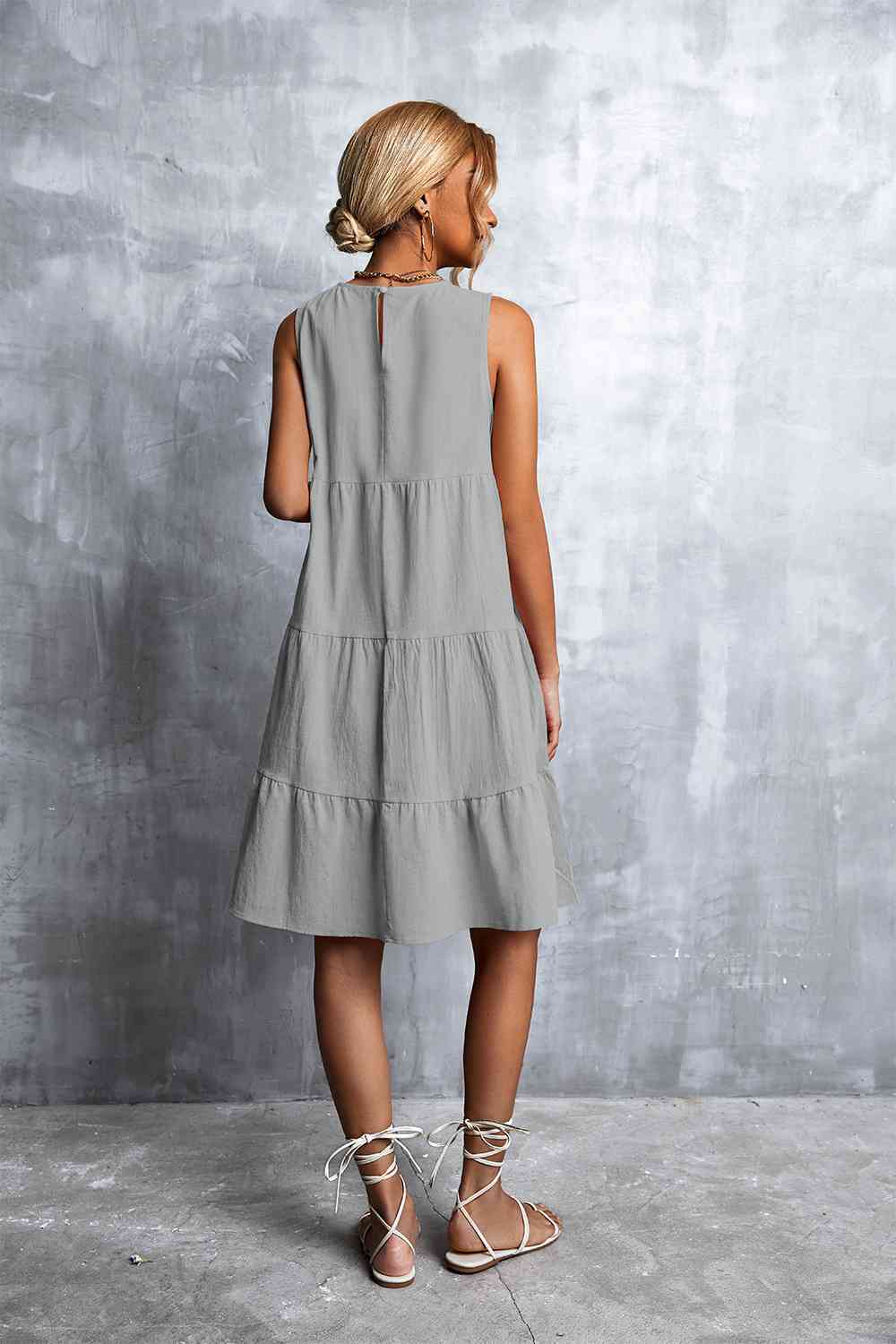 Sleeveless Round Neck Tiered Dress