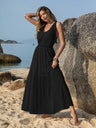 V-Neck Tie Shoulder Crochet Maxi Dress