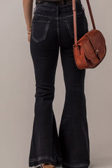 Button-Fly Flare Jeans with Pockets