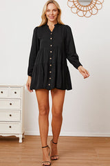 Ruffled Button Up Long Sleeve Tiered Shirt