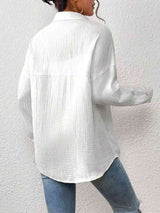 Textured Drop Shoulder Shirt Jacket