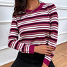 Striped Round Neck Long Sleeve Sweater