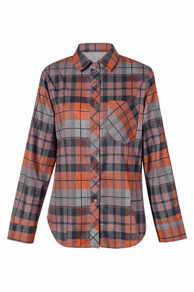 Plaid Pocketed Button Up Shirt