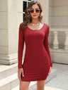 Round Neck Long Sleeve Mini Dress