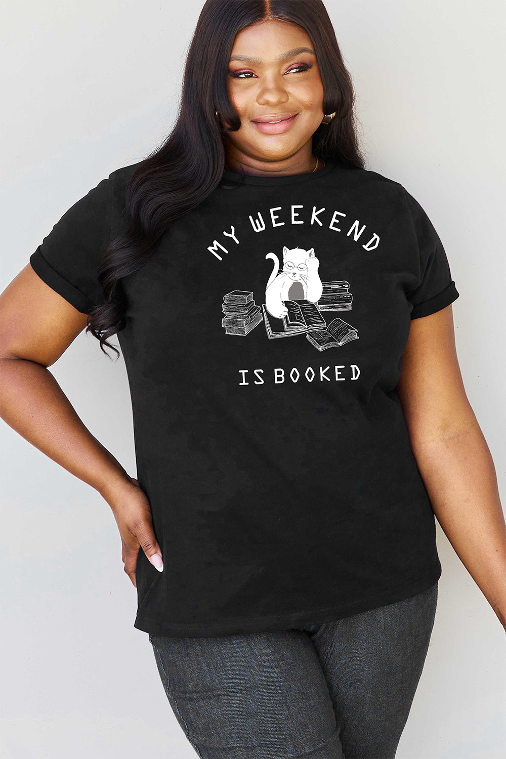 Simply Love Full Size MY WEEKEND IS BOOKED Graphic T-Shirt