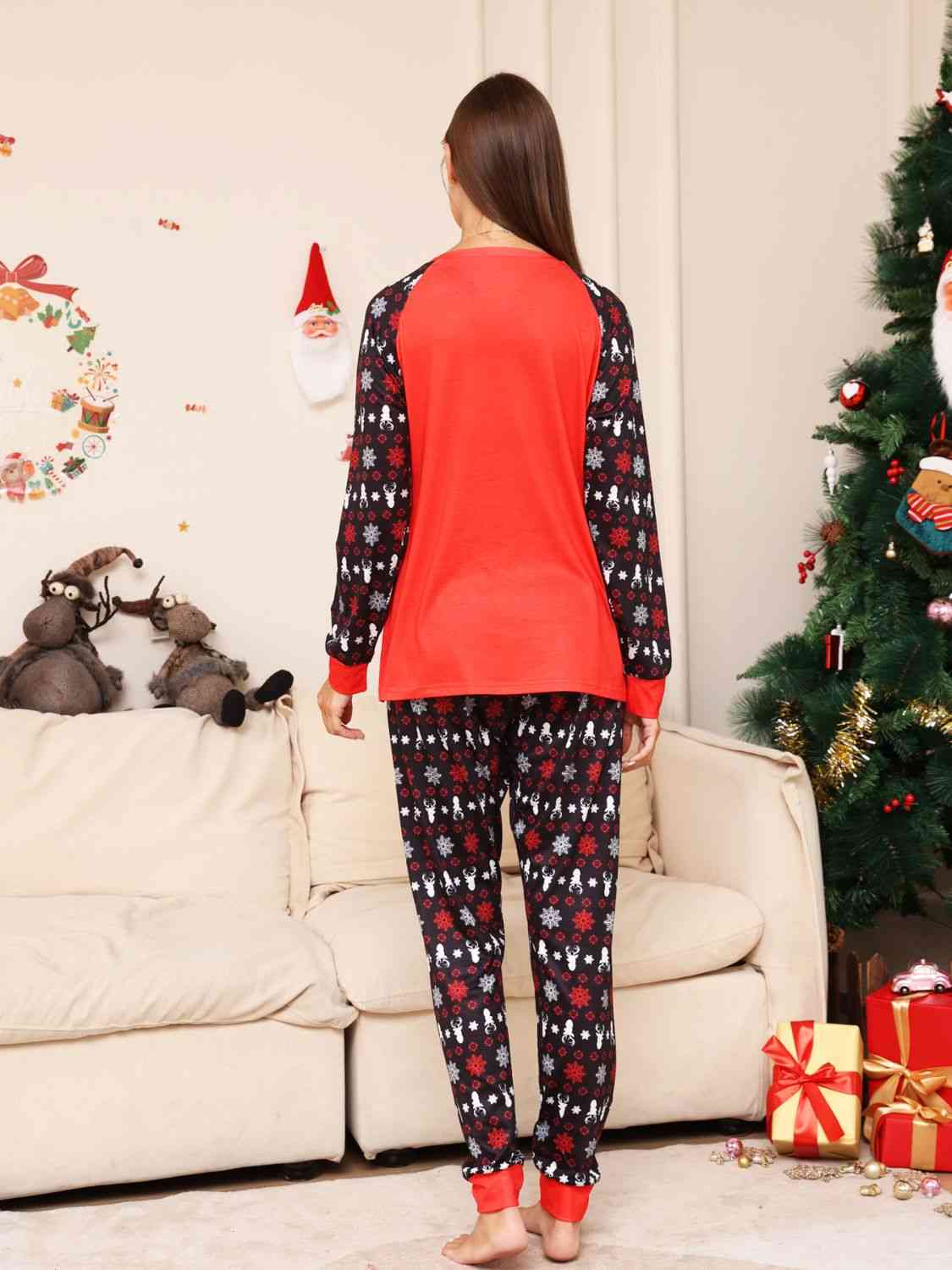 Full Size Reindeer Graphic Top and Pants Set