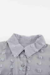 Swiss Dot Button-Up Long Sleeve Shirt