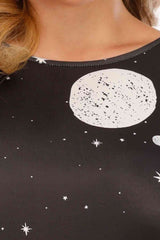 Plus Size Moon & Star Print Round Neck Dress