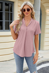 Eyelet Short Sleeve Blouse