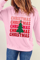 CHRISTMAS Round Neck Dropped Shoulder Sweatshirt